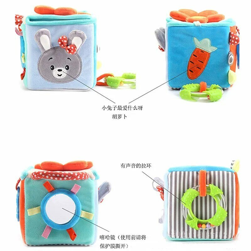 Baby Cloth Building Block Toy box Infant Soft Rattle early Educational Puzzle sensoriale giocattolo per bambini peluche cubo morbido per 0-12 mesi