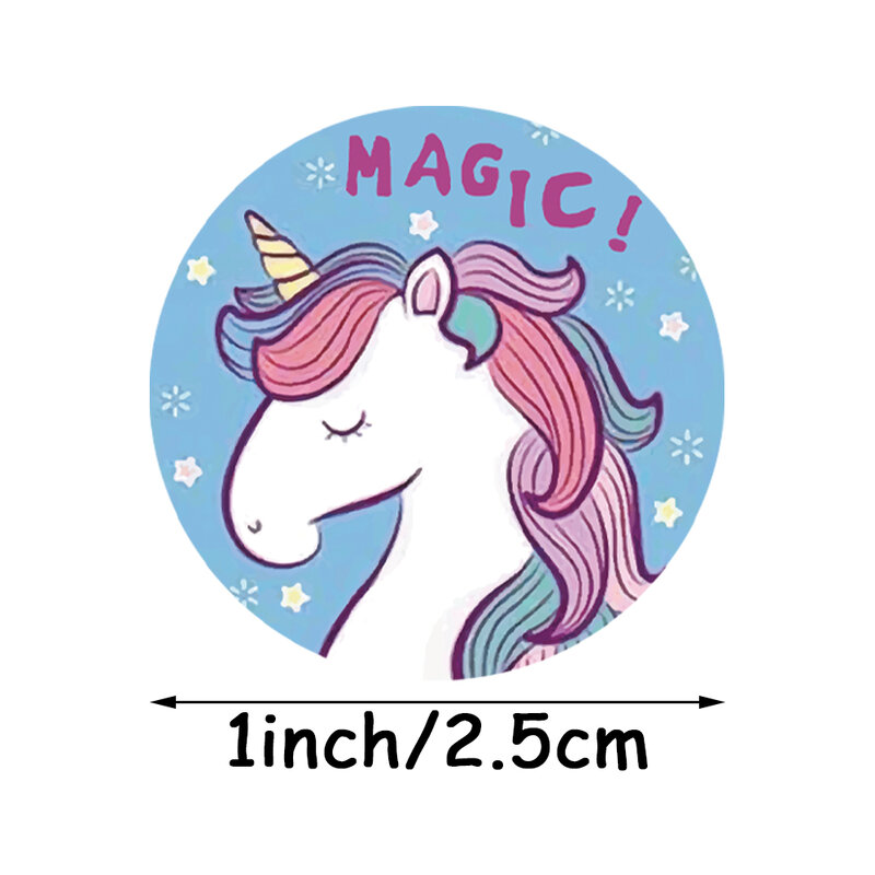 Stiker Hadiah untuk Anak-anak Putri Duyung Unicorn Hewan Pola Lucu 100-1000 Buah 1 Inci 8 Desain Perlengkapan Sekolah Guru Stiker Anak