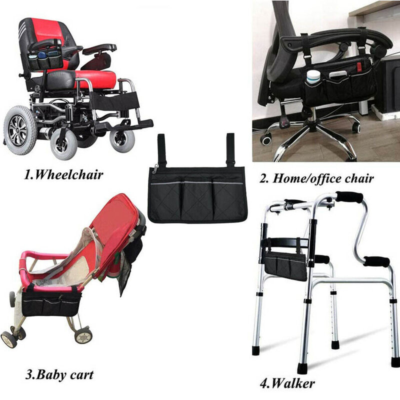 2022 새로운 휴대용 휠체어 스토리지 가방 야외 휠체어 사이드 파우치 스토리지 가방 팔걸이 포켓 주최자 홀더 뜨거운