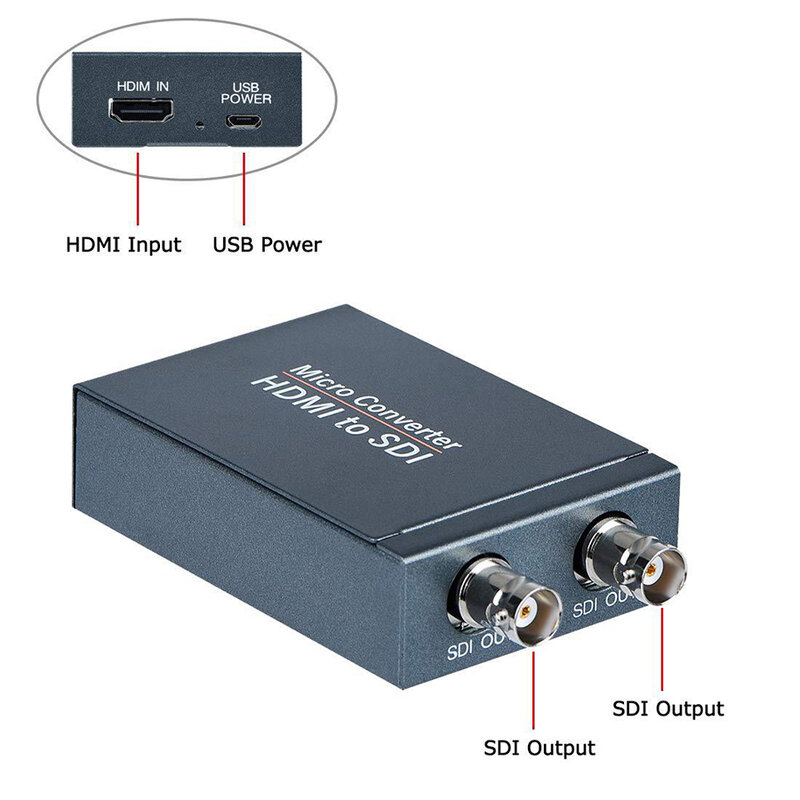 Fournyaa Convertitore di Segnale Nero convertitore da HD 3G SDI a HDMI Custodia in Ferro per Home Theater Professionale per la Fotocamera