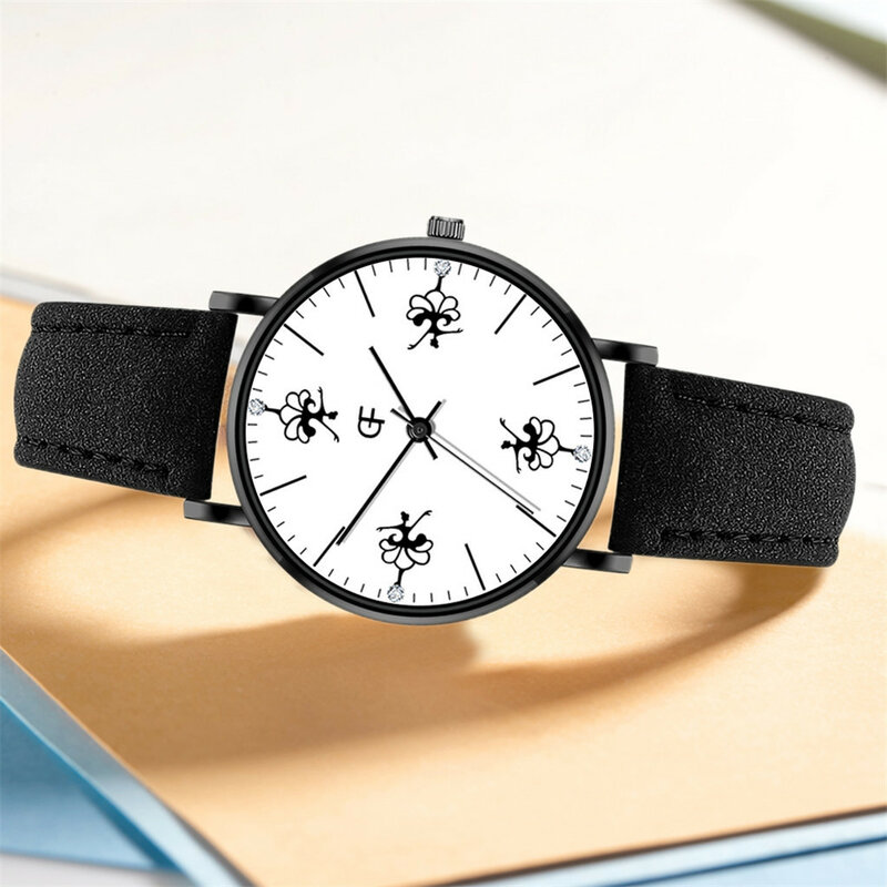 Frau Uhr Einfache Blume Analog Quarz Armbanduhren Sport Leder Casual Damen Uhren Frauen Geschenk Uhr 2020 Reloj Mujer XQ