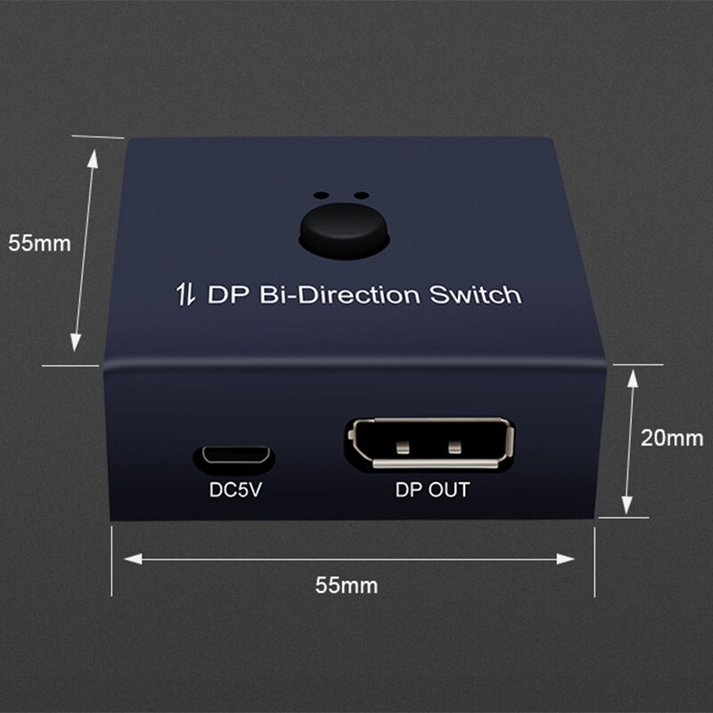 DP Bi-direction Switch Displayport Splitter 1X2 / 2X1 untuk Switcher Dua Arah Antara Komputer dan Monitor DP Kvm