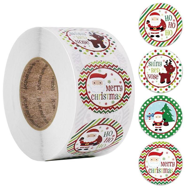 Ronde 8 Ontwerpen Vrolijk Kerstfeest Sticker 500 Stuks Dank U Stickers Seal Labels Voor Envelop Kaarten Gift Pakket Scrapbooking Decor