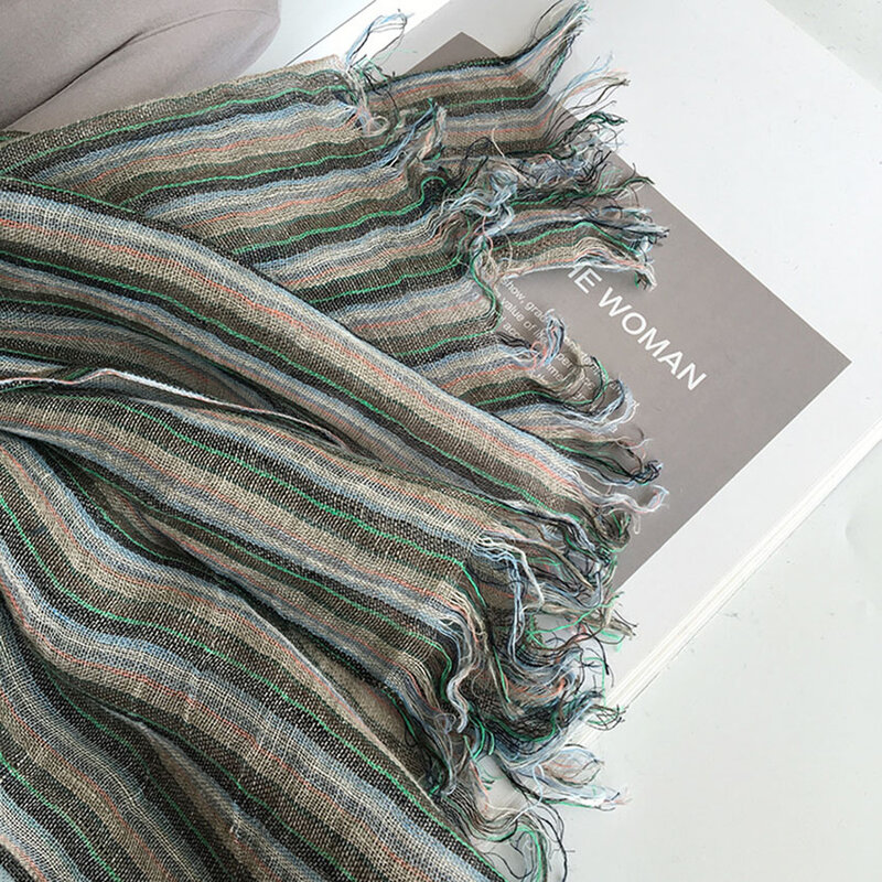Bufanda Unisex de algodón y lino para hombre y mujer, chal largo de Color sólido, a la moda, para primavera, verano, Otoño e Invierno