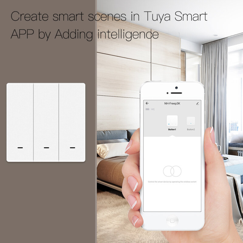 1/2/3Gang Wireless Tuya Zigbee Scene Switch Push Button for Smart Life APP Remote Control Smart Home Automation Hub Required