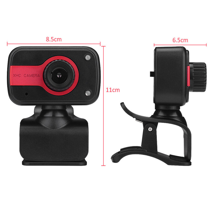 Hd webcam com microfone usb driver livre de visão noturna clip-on câmera web vermelho para escola escritório acessórios de trabalho
