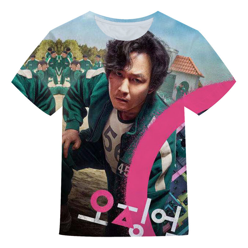 T-shirt séries TV populaire coréenne jeu de calmar imprimé en 3D, vêtements pour enfants garçon et fille T-shirt décontracté mode Hip Hop Halloween Tee Tops