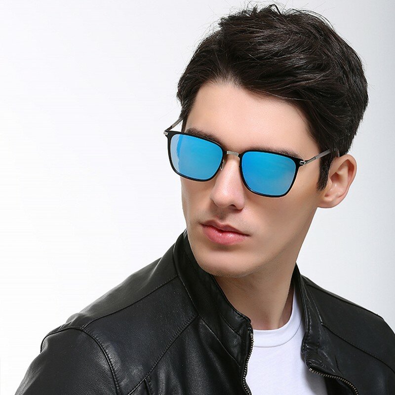 Okulary męskie polaryzacyjne stop kwadratowa ramka okulary jazdy dla mężczyzn kobiety Vintage promienie marka projektant gogle UV400