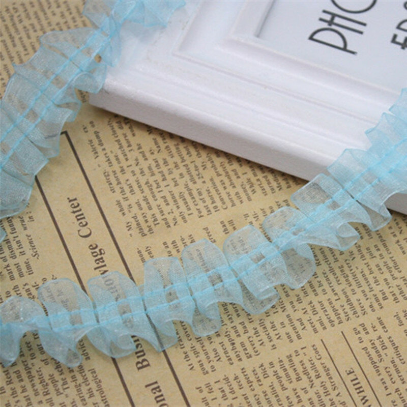 1M Latest Laces High Quality Lace Fabric 2.5cm Guipure Sky Blue Lace Trim Collar Tulle Ribbon Fabric Dress Sewing dentelle LQ40