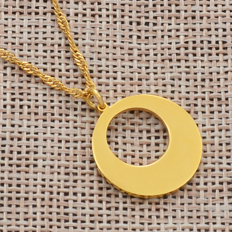 Anniyo redondo personalizado nome pingente colares jóias personalizar data de nascimento e placa de identificação letras #109021