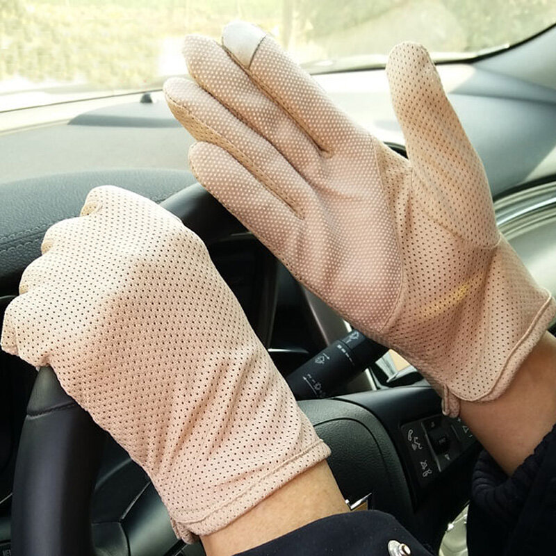 Мужские Нескользящие перчатки для бега, летние сетчатые дышащие тонкие перчатки с сенсорным экраном для езды на велосипеде