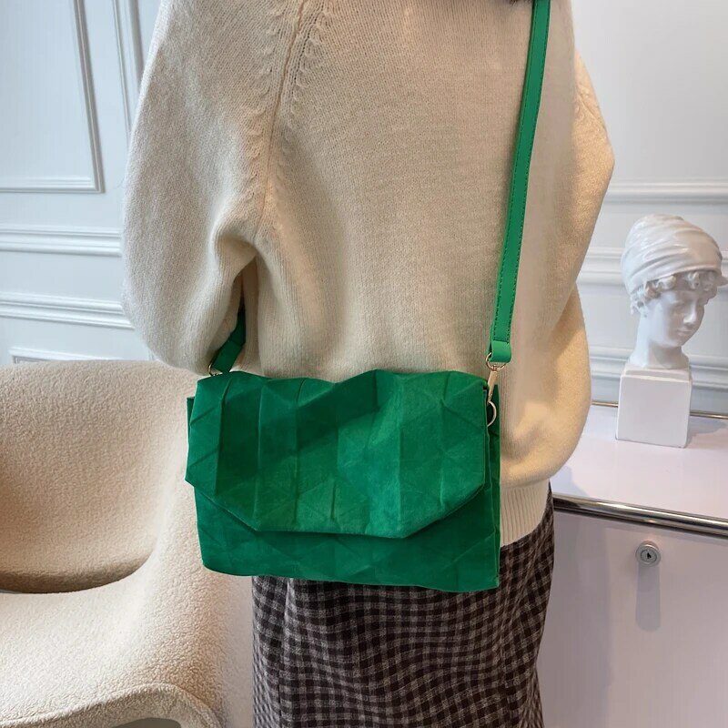Bolso cruzado verde a la moda para mujer, bolsa de hombro mate, bolsos de diseñador de marca, bolsos de mensajero con patrones geométricos