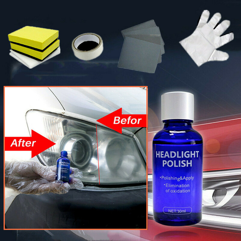 車のヘッドライト修復剤,安全で環境に優しい液体クリーナーセット