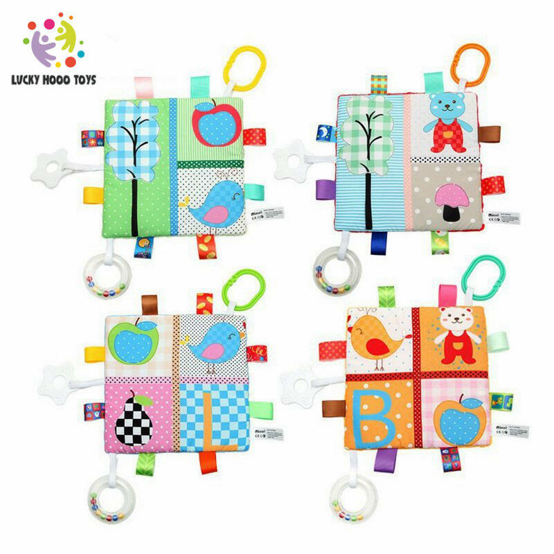 Baby Rattle Super Soft Label Baby Toys Appease Towel Soothing Toy 0-12 Months Toys for Newborn Ringing Paper Teether Ring Rattle
