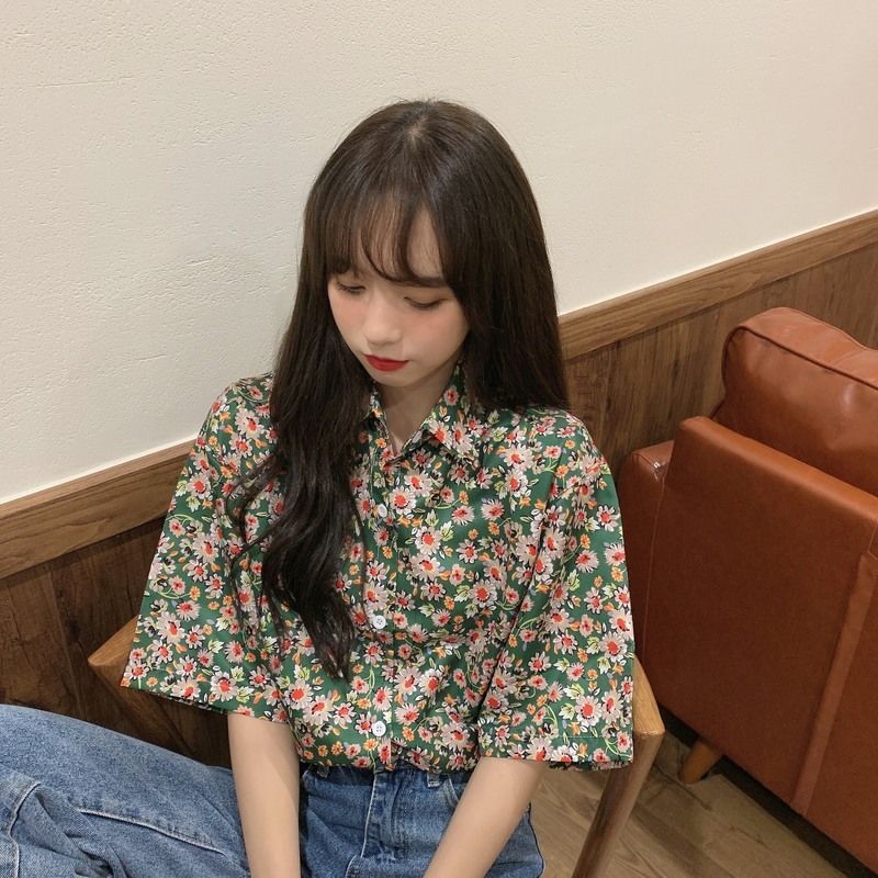 Свежая Ретро рубашка в гонконгском стиле Корейская свободная летняя дизайнерская рубашка для девочек