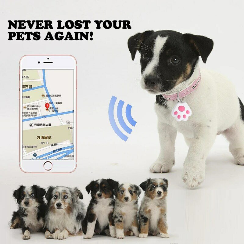 Hund Pfote GPS Tracker Anti-verloren Alarm Wireless-Tag für Bluetooth Tracker Kind Brieftasche Schlüssel Finder GPS Locator