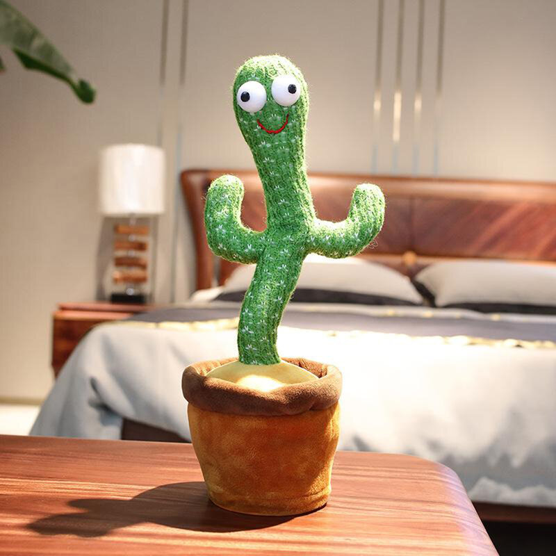 Muñeco de peluche eléctrico con forma de Cactus para niños, juguete de felpa con grabación de Cactus, USB, juguete divertido para bailar y cantar