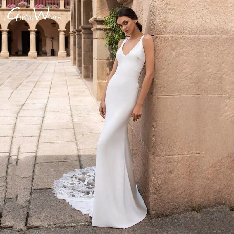 Женское атласное платье-Русалка It's yiiya, белое кружевное платье на бретельках с V-образным вырезом на лето 2019