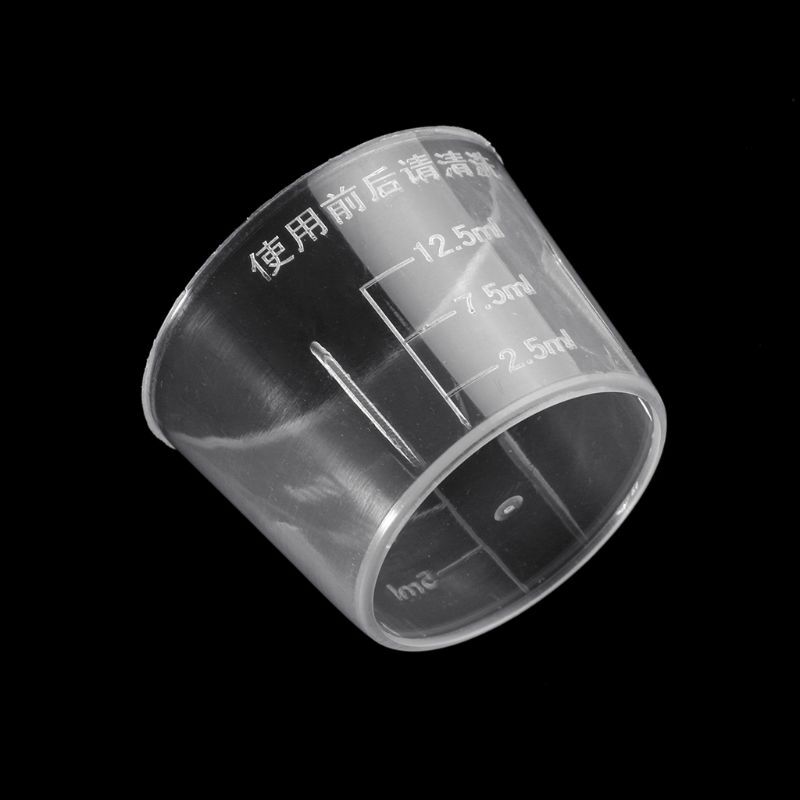 10 Uds. 15ml vaso de medida de plástico transparente vaso de medida graduado tazas de medicina para laboratorio