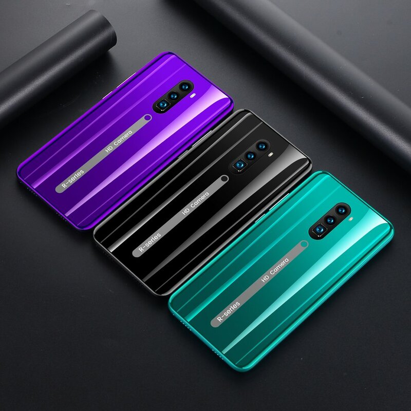 2020 NEW Rino3 Pro 5.8 Inch Screen Android Phone Purple Water Drop Screen Smartphone Solid Color Mobile Phone Cool Shape Fashion