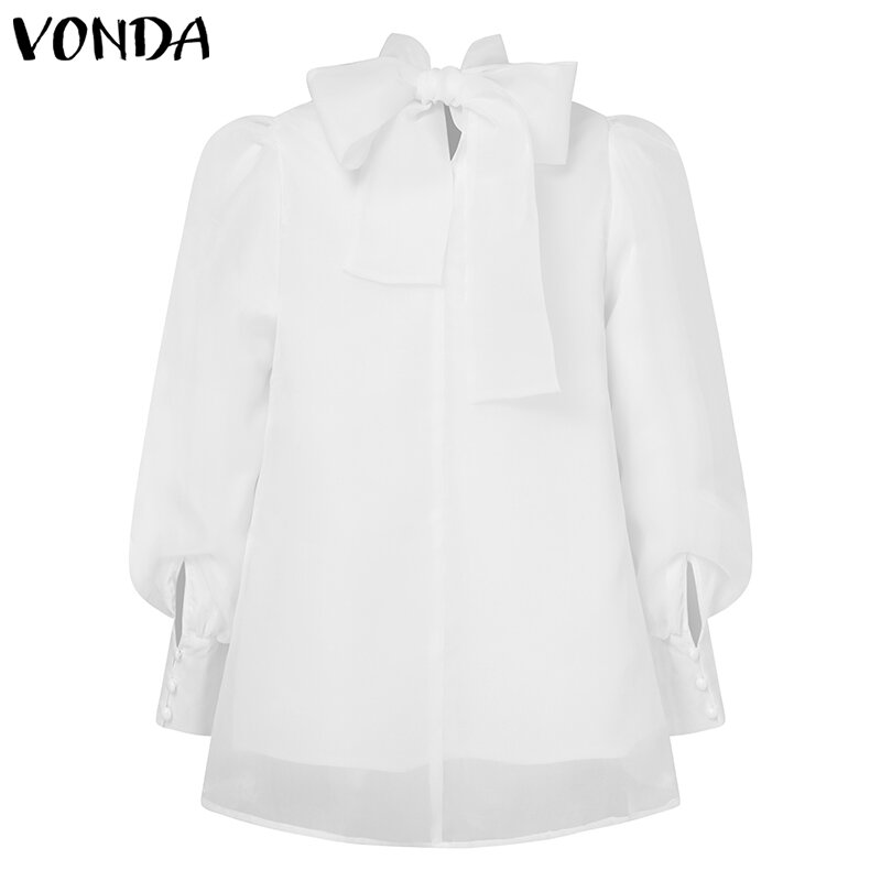 ฤดูใบไม้ผลิเสื้อแขนยาว2021 VONDA เสื้อผู้หญิงเสื้อลำลองเสื้อชีฟองสุภาพสตรีเสื้อเซ็กซี่ Blusas Femininas