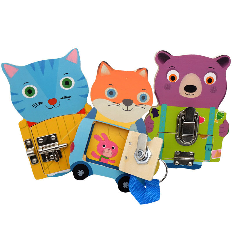 Montessori kinder Beschäftigt Bord Entriegelung Spielzeug DIY Entriegelung Selbst-Pflege Fähigkeit Vorschule Lernen Kinder Sensorische Bildung Spielzeug