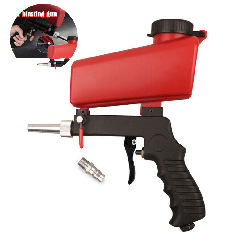 Pistola de gravidade pneumática de jateamento, portátil, 90psi, ajustável, pequena máquina de jateamento de ar, conjunto de pistola de lixamento derústico