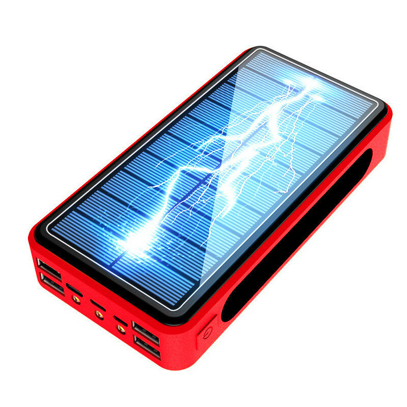 Solar sem fio portátil 80000mah power bank seguro de carregamento rápido powerbank 4 usb led bateria externa para xiaomi iphone samsung