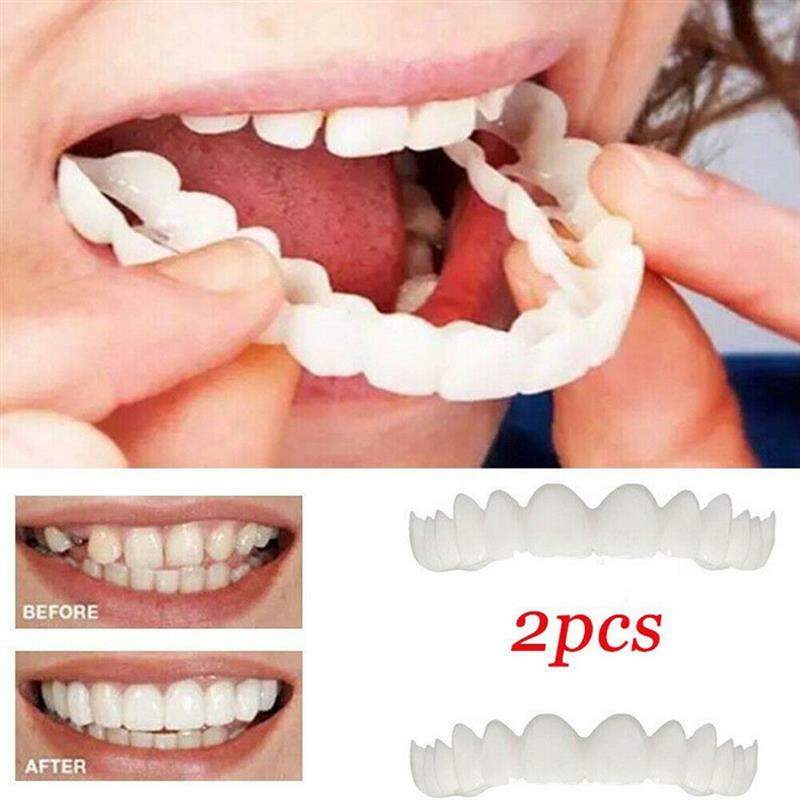 1 par de carillas postizas superiores e inferiores, cómodas y flexibles, dentaduras, pasta para dentaduras, blanqueamiento Dental