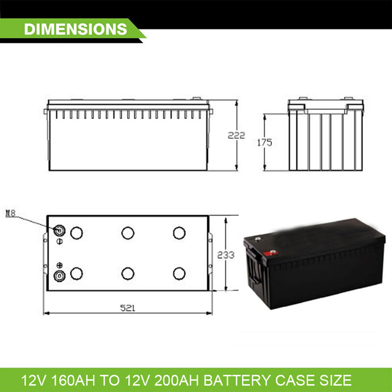 12V 200Ah 2560WH LiFePO4 Deep Cycle Battery 2000-5000 Cycles Perfect for RV, Caravan, Solar, Marine, Home Storage and Off-Grid
