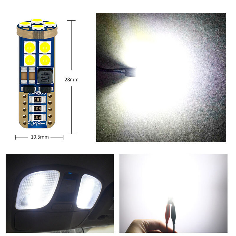 Eliteson-luces LED de lectura para coche, lámparas de liquidación, 3030, 12smd, 2 piezas, Canbus, W5W, 194, 168, blanco, sin Error