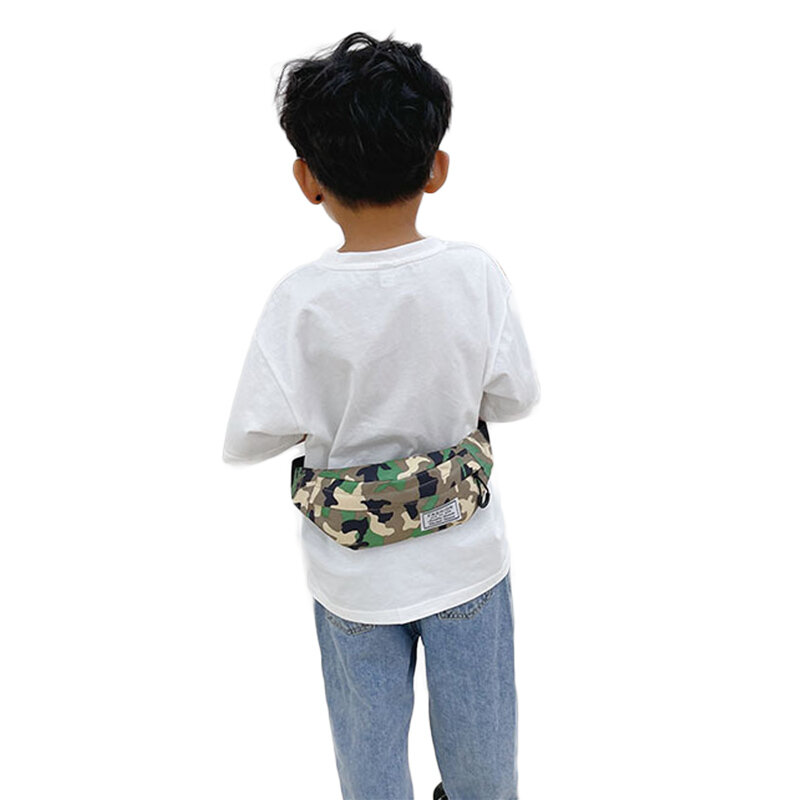 Kids Waist Bag Multipurpose Camouflage Print Chest Pack Messenger Bag for Boys Girls Khaki/Brown/Army Green/Gray