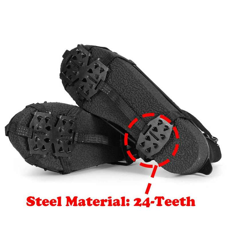 1 Pair M L 24 Teeth Anti-Slip Ice Grips Gripper Shoes Boot Hiking Ice Climbing Shoe Spikes Climbing Chain Crampons Shoes Cover