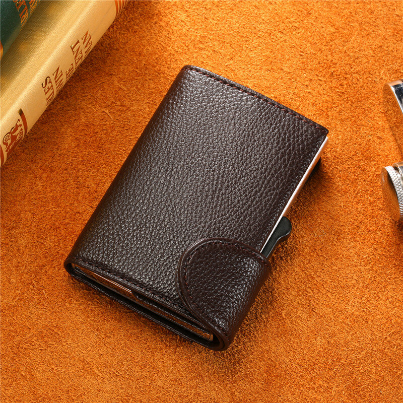 ZOVYVOL dostosowana nazwa 2022 inteligentny portfel RFID skórzany portfel męski aluminiowy futerał etui na karty kredytowe Pop Up etui z miejscem na karty