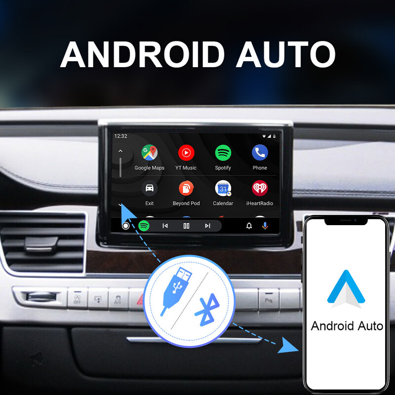 ISUDAR – boîtier Carplay sans fil pour AUDI A1 A3 A4 A5 A6 A8 S5 Q3 Q5 Q7 MMI 2G 3G RMC MIB, pour Apple Android Auto, Module vidéo