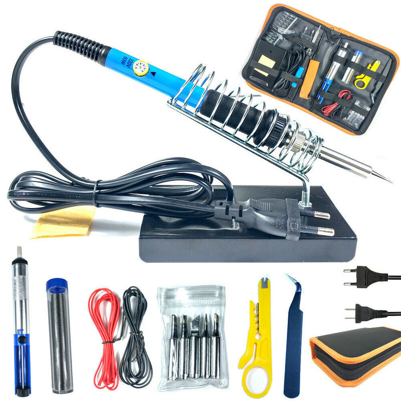Electric Soldering Iron Kit Adjustable Temperature LCD Solder Welding Tools Electric Soldering Iron Welding Kit 15 Sets