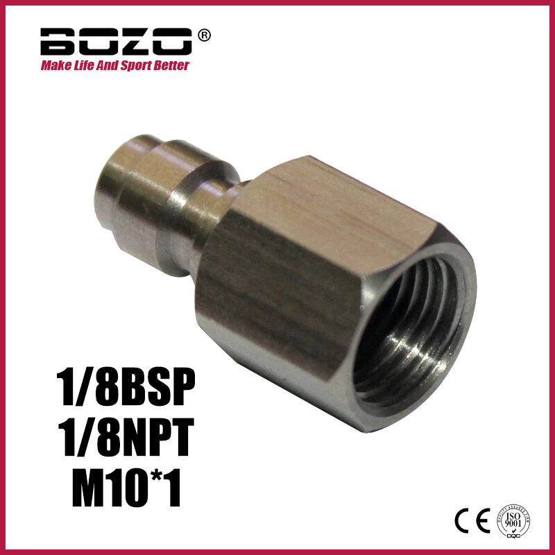 PCP Airgun Inner Thread 1/8-27 NPT M10*1 1/8BSP Male Quick Disconnect Adaptor Stainless Stee 8mml Fill Nipple Paintball New