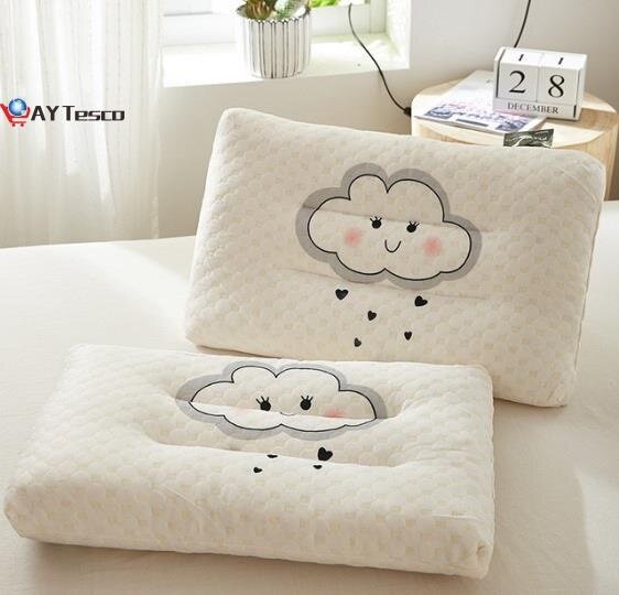 AY Tesco-almohada de látex Natural para cama de bebé, almohadas con estampado de dibujos animados para niños de 0 a 12 años