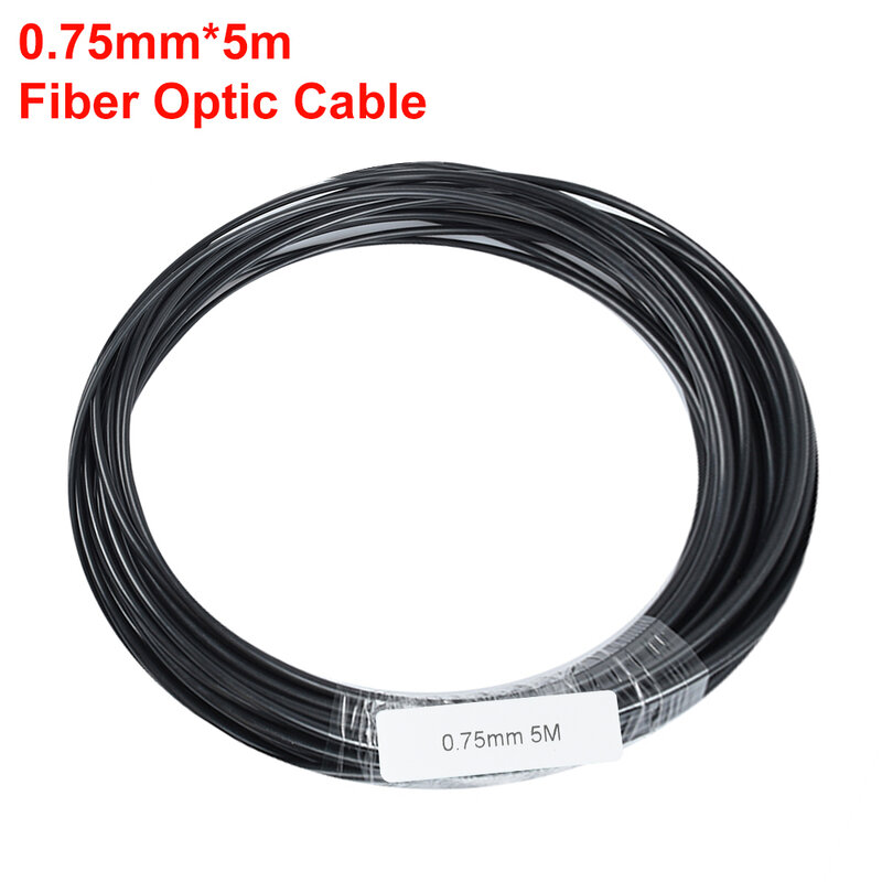Cable de fibra óptica de plástico para iluminación decorativa, cable negro brillante PMMA de 5M, diámetro interior de 0,75mm