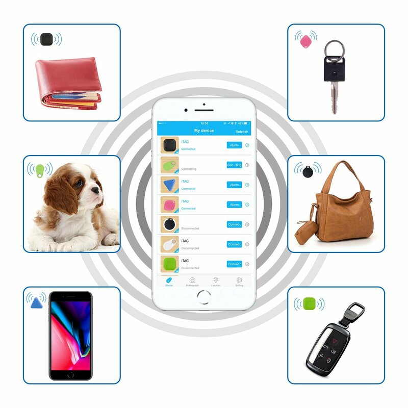 Mini Smart Gps Tracker Waterdichte Bluetooth Tracker Anti-Verloren Alarm Tag Draadloze Finder Locator Huisdier Hond Kat Sleutels Portemonnee bag Kids