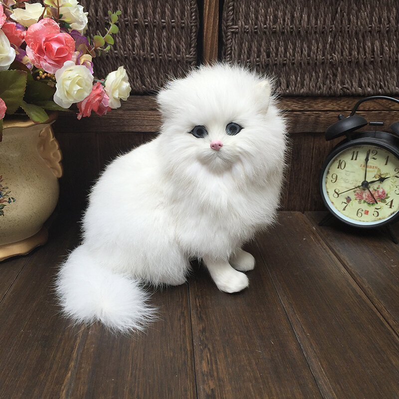 Реалистичная Милая имитация мягкая плюшевая белая персидская кошка игрушки кошка куклы настольное украшение для детей мальчиков девочек П...