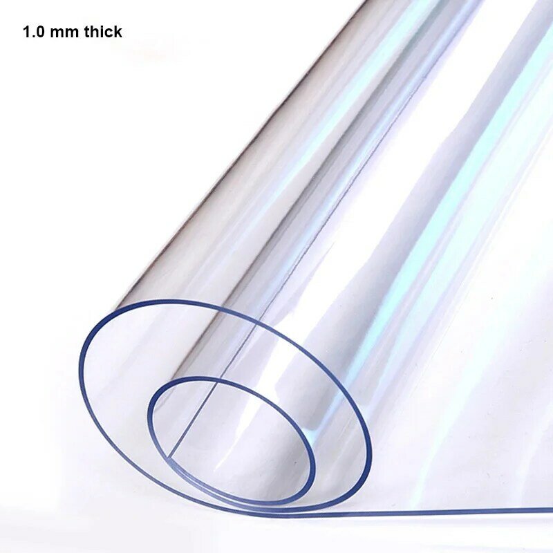 Nappe en PVC transparente imperméable à l'huile, en plastique, panneau de table cristal, toile enduite, tapis de verre, tissu souple, 1.0mm