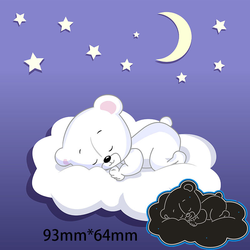 المعادن الصلب قطع يموت الدب النوم على الغيوم DIY بها بنفسك سكرابوكينغ ألبوم صور النقش ورقة بطاقات 93*64 مللي متر