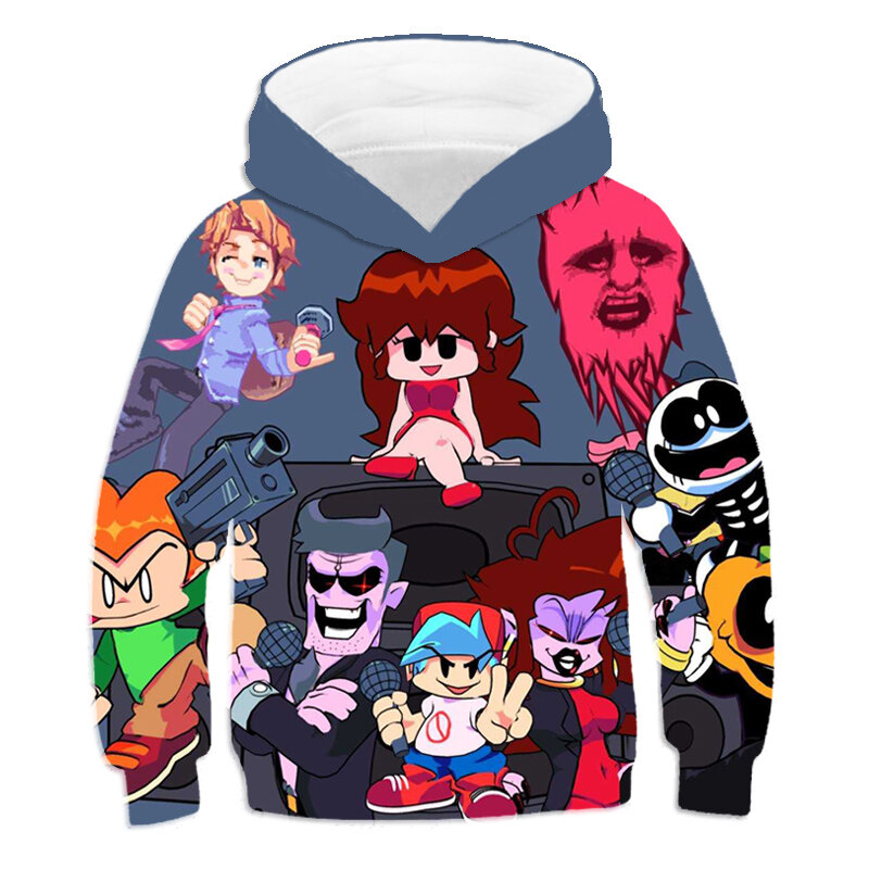 Friday Night Funkin Hoodie 3D Sweatshirt Long Sleeve girl boy Tracksuit Harajuku Streetwear 2021 Video Game Clothes 100-160cm