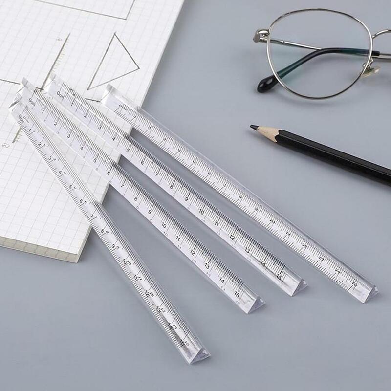 1PC Transparent Straight Ruler Metal Scale Precision Hand Drafting Measuring Stationery Accessory Tool Z2Z1