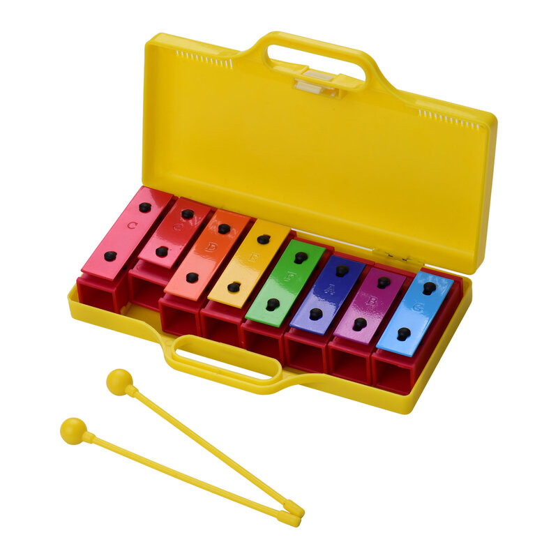 25 Notes 8 Notes Glockenspiel Xylophone Percussion Rhythm Musical Instrument Toy with 2 Mallets Handheld Case for Baby Children