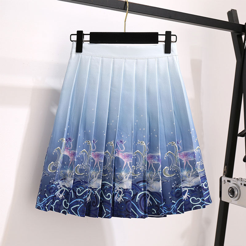 ハンフー-スリーピース着物セット,女の子の改良版,伝統的な妖精のフォークスタイル,夏のショートスカート,中国の服