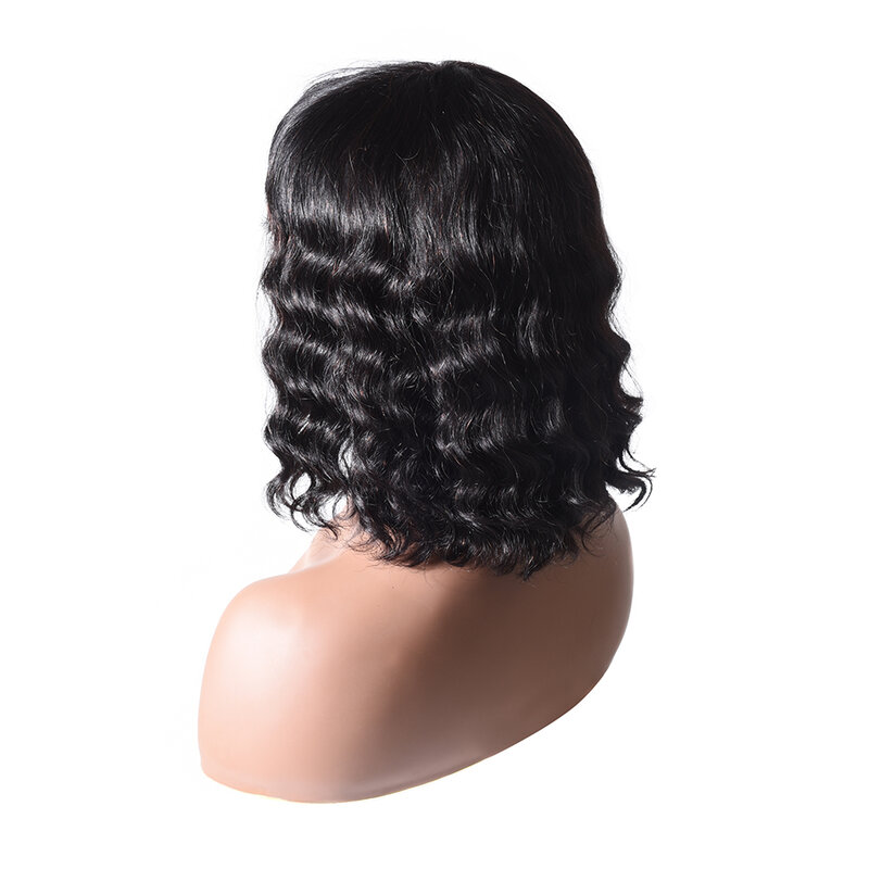 TTHAIR Fringe Wave 150% Short Bob Wig with Bangs Machine Made Brazilian Remy Human Hair Wigs
