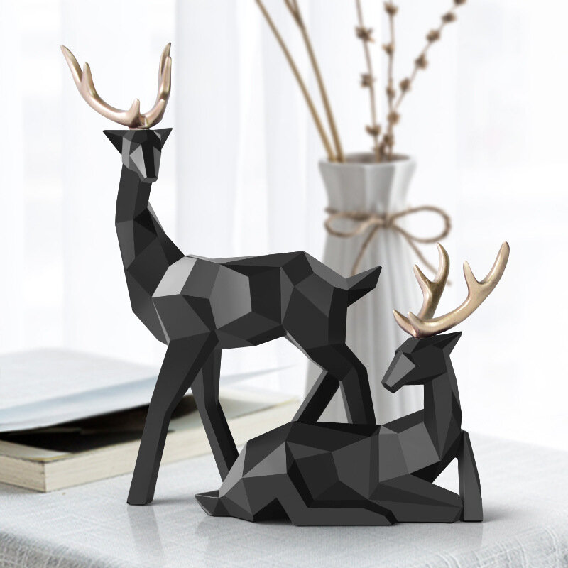 الغزلان تمثال الأسرة Deers التماثيل تمثال راتنج ديكور المنزل الرنة الاسكندنافية غرفة المعيشة المنزلي الغزلان الديكور