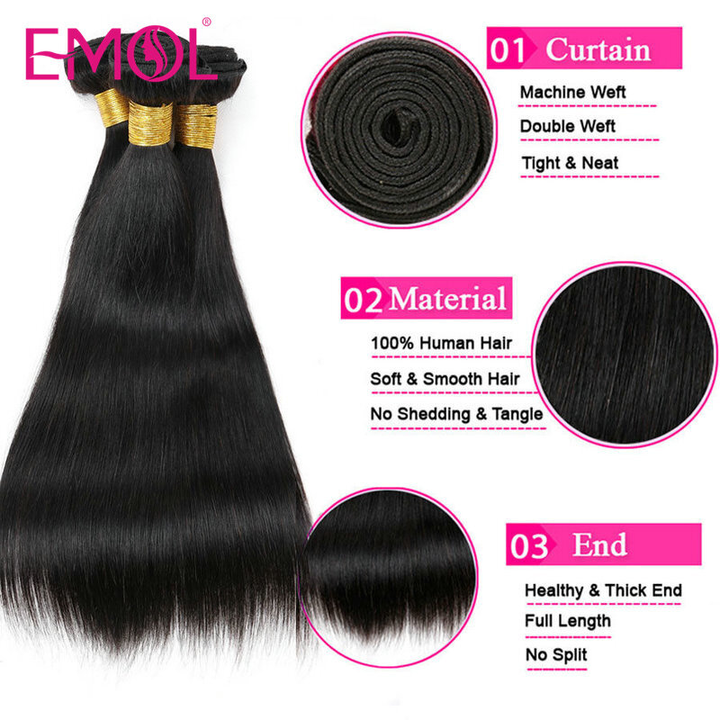 Mechones de cabello indio liso para mujeres negras, extensiones de cabello humano 3/4 liso, hueso, 8-28 pulgadas, 1/100% piezas